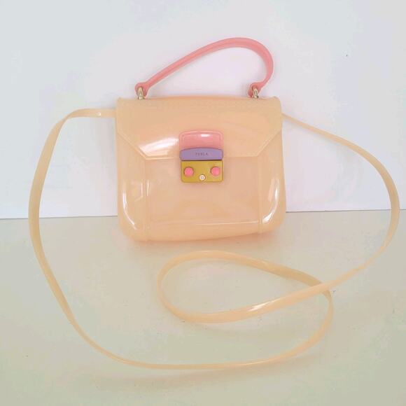 Furla Candy Bon Bon Mini Crossbody Shoulder Bag In Peachy Nude Jelly Small - Picture 1 of 12